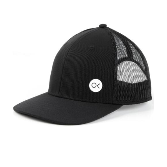 Outerknown Men's OK Dot Trucker Hat OS Pitch Black Mesh Snapback - Picture 1 of 7